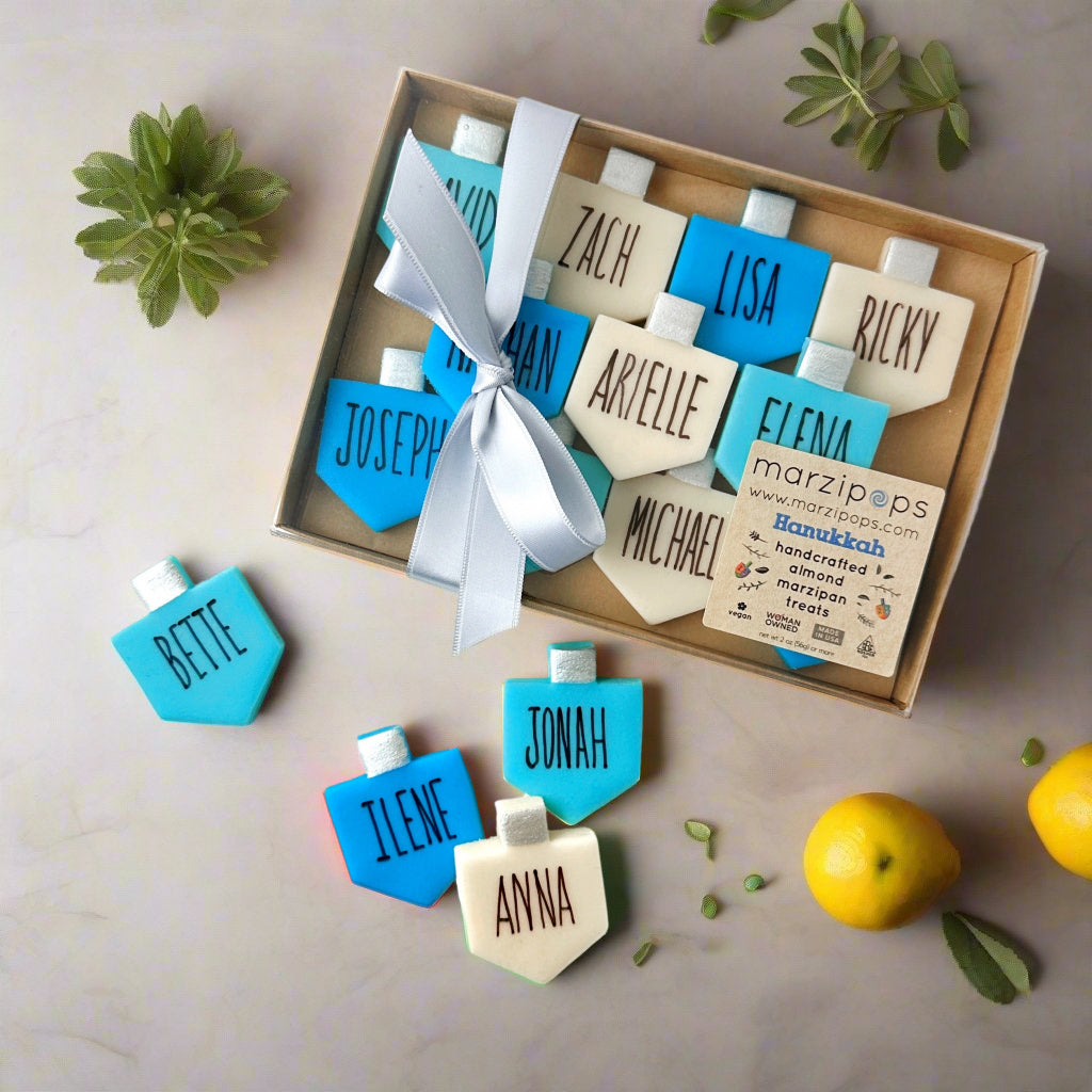 Personalized Marzipan Hanukkah Dreidels