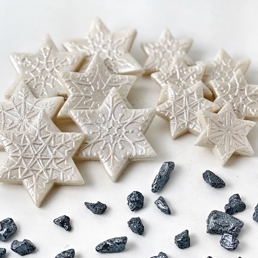 Marzipan Hanukkah Star of David Snowflakes