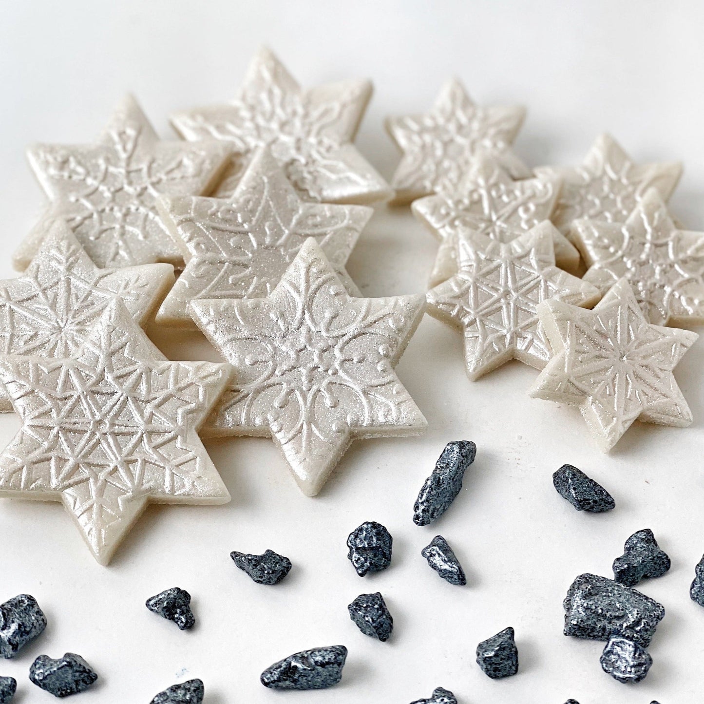 Marzipan Hanukkah Star of David Snowflakes