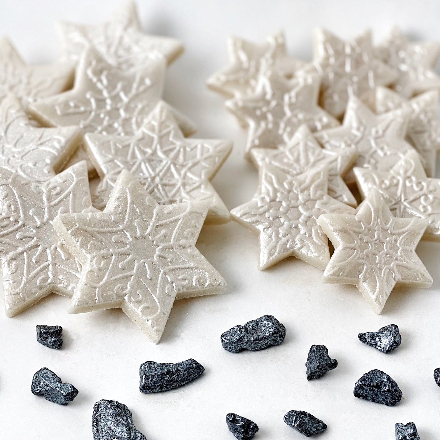 Marzipan Hanukkah Star of David Snowflakes