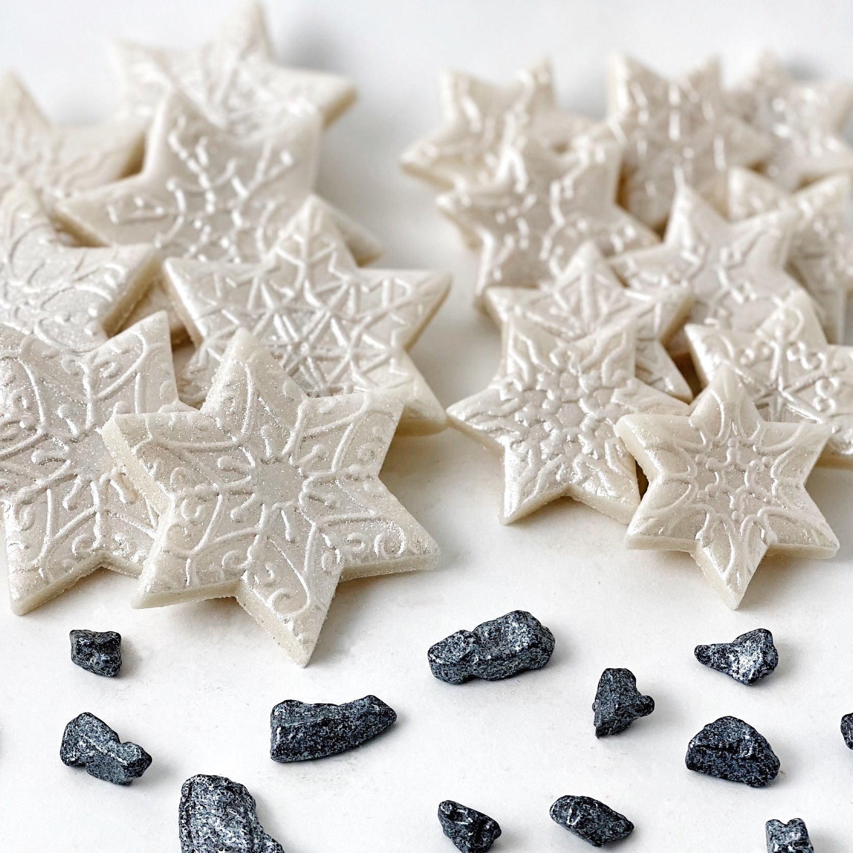 Marzipan Hanukkah Star of David Snowflakes