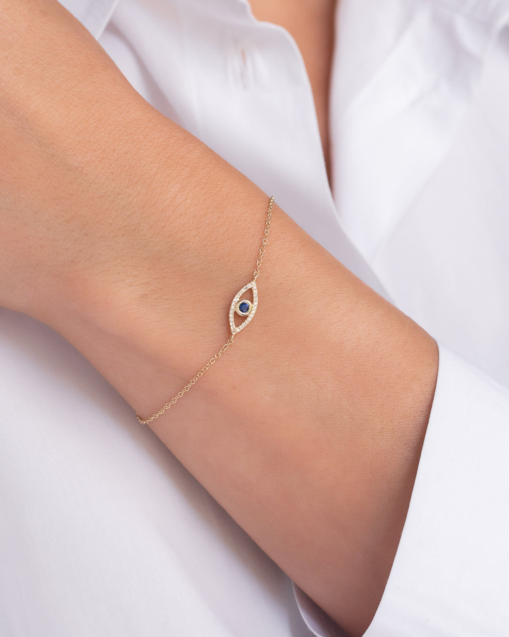 Diamond and Sapphire Evil Eye Bracelet