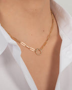 14k Gold Large Paper Clip Chain with Snake Enhancer Necklace