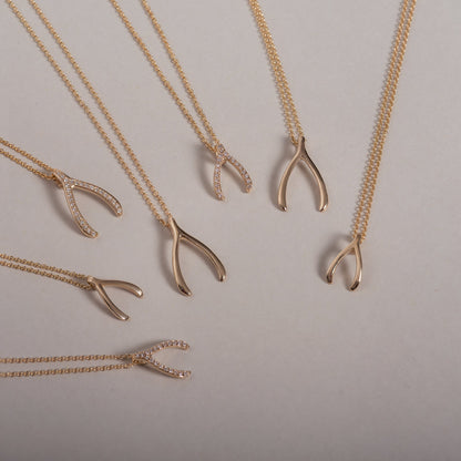 Kids 14k Gold Mini Wishbone Necklace