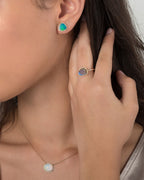Diamond Opal Stud Earrings