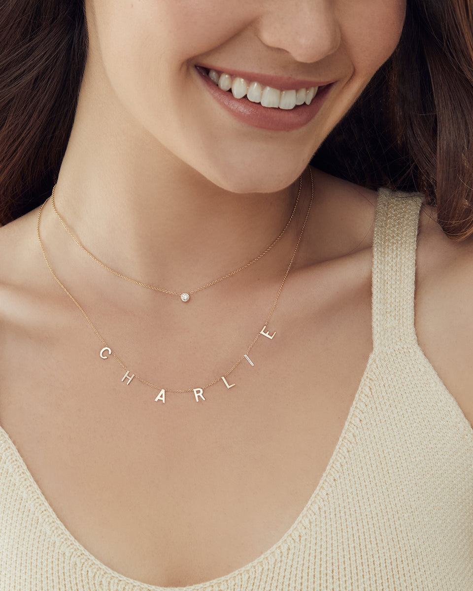 Large Bezel Diamond Necklace