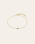 14k Gold Tiny Diamond Evil Eye Bracelet