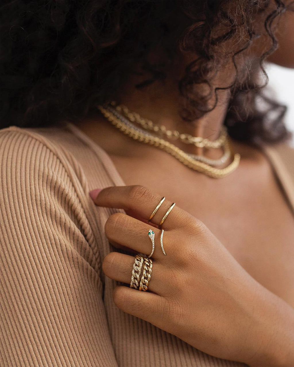 Pavé Diamond Snake Ring
