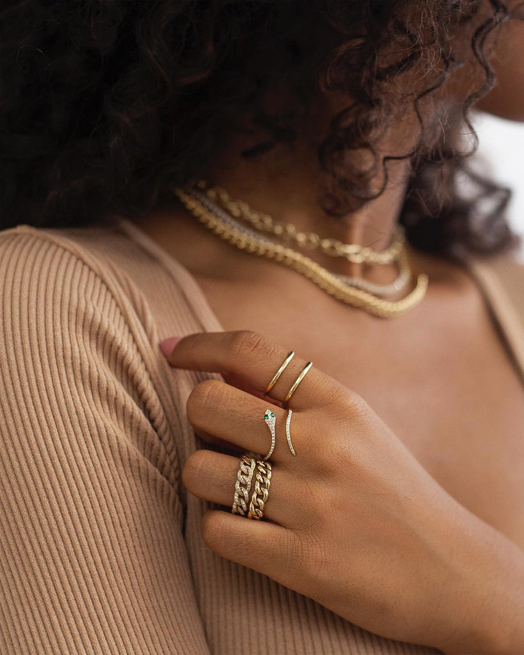 Pavé Diamond Snake Ring