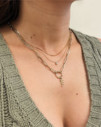 14k Gold Large Paper Clip Chain with Snake Enhancer Necklace