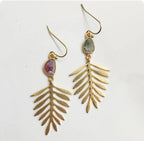 Watermelon Tourmaline Fern Earrings