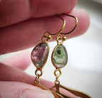 Watermelon Tourmaline Fern Earrings