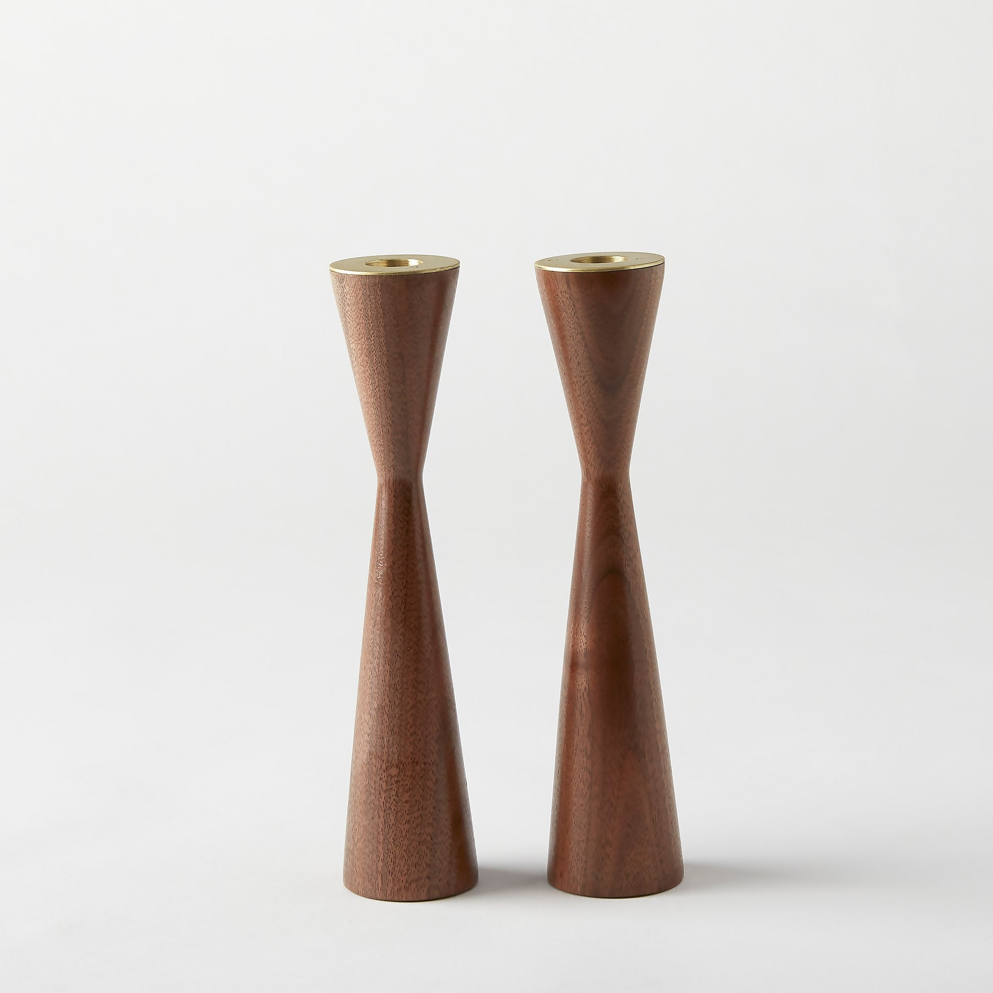 Walnut Shabbat Candlesticks Set