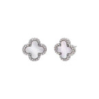 Pavé Outlined Four Leaf Clover Stud Earring