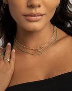 14k Gold Large Paper Clip Chain with Snake Enhancer Necklace