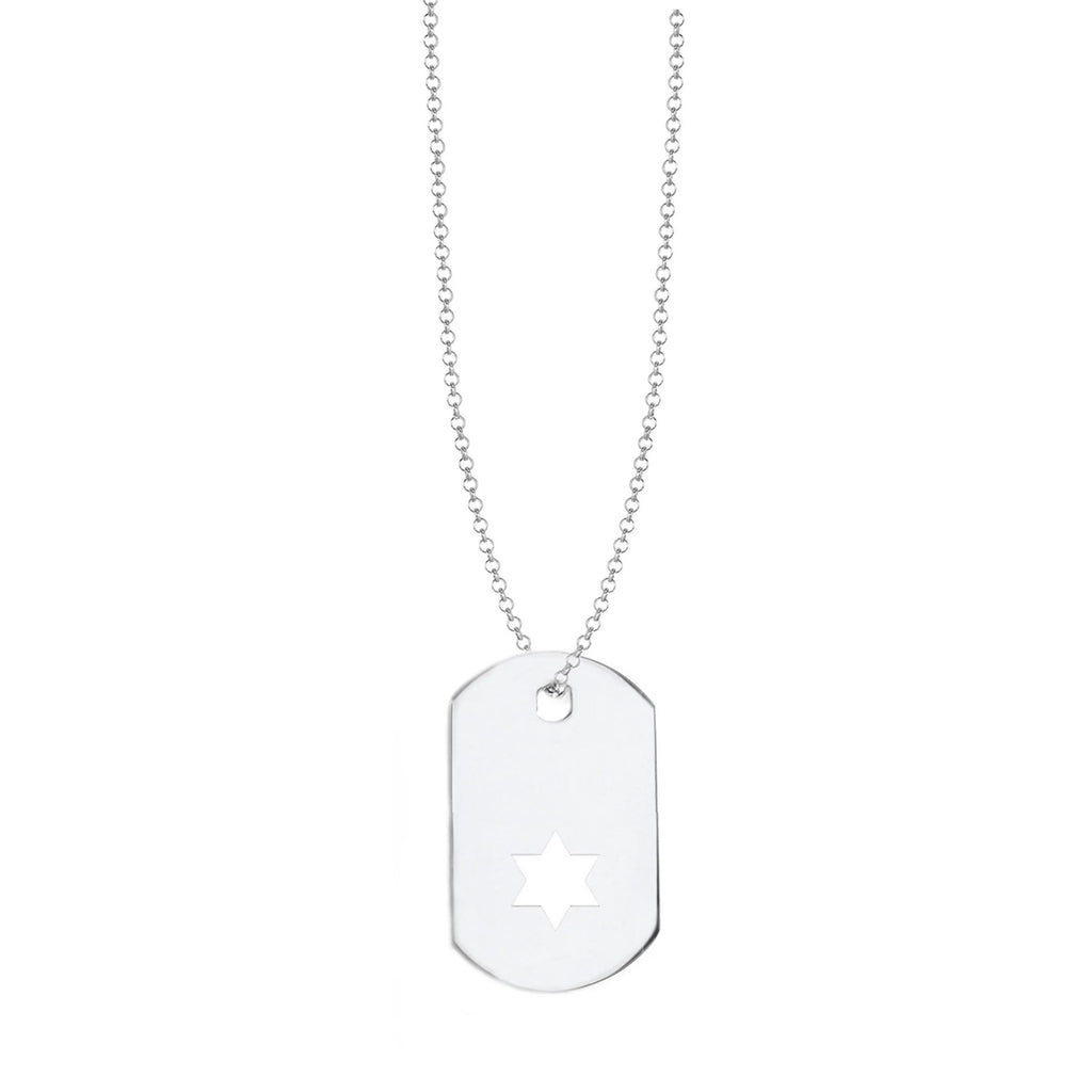 Cutout Dog Tag Necklace – Chai or Star of David