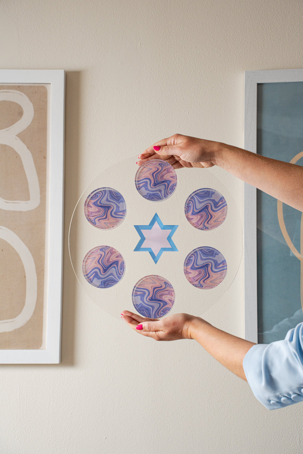Lavender Swirl Seder Plate & Holiday Platter