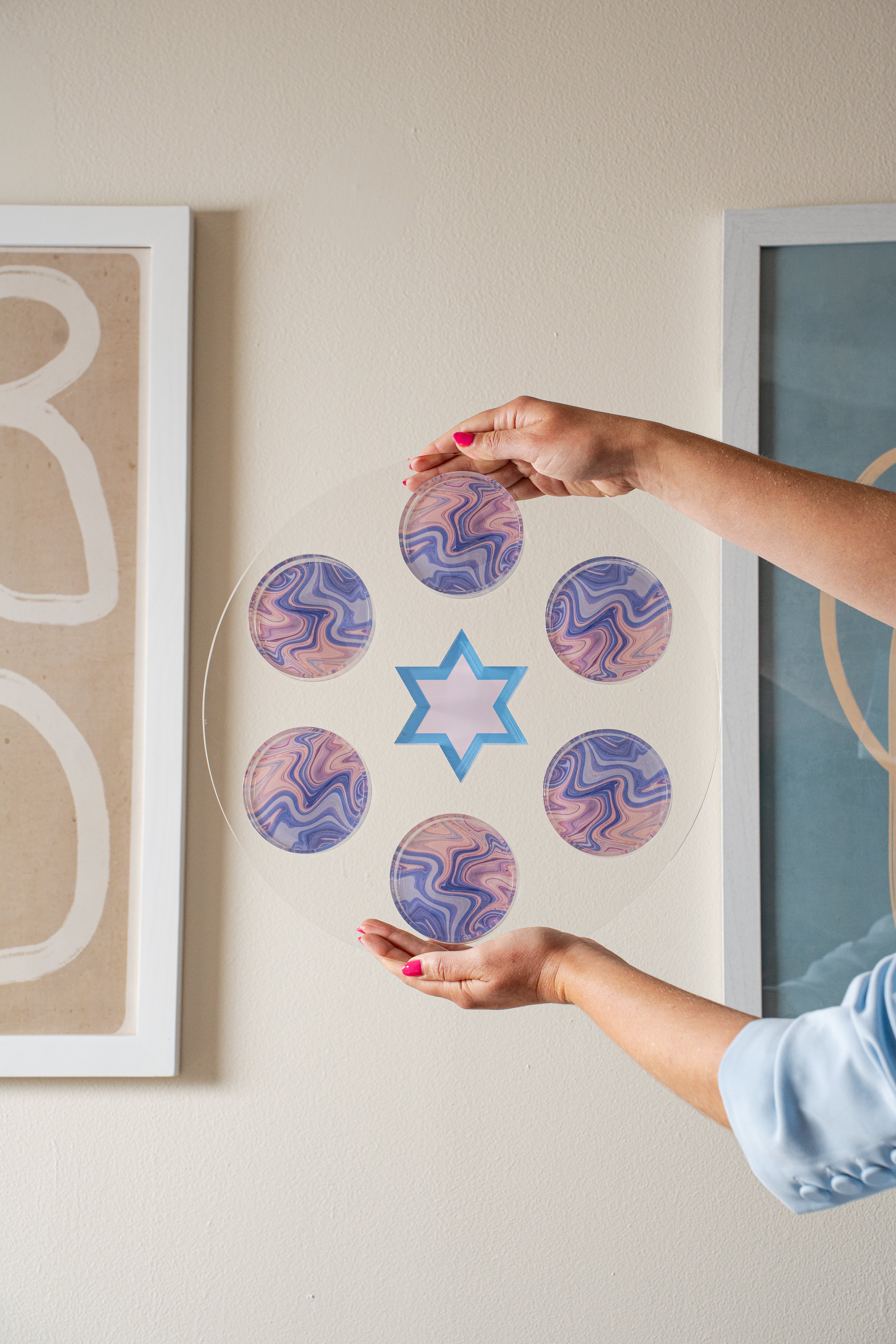 Lavender Swirl Seder Plate & Holiday Platter