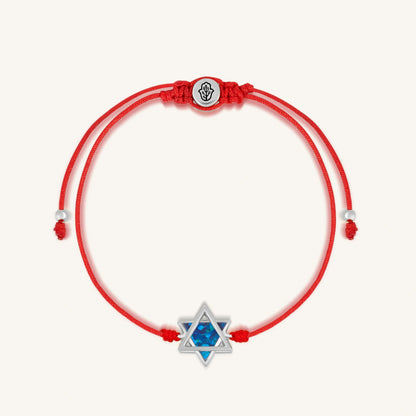 Evolved Soul Lab Blue Opal Star of David Red String Bracelet