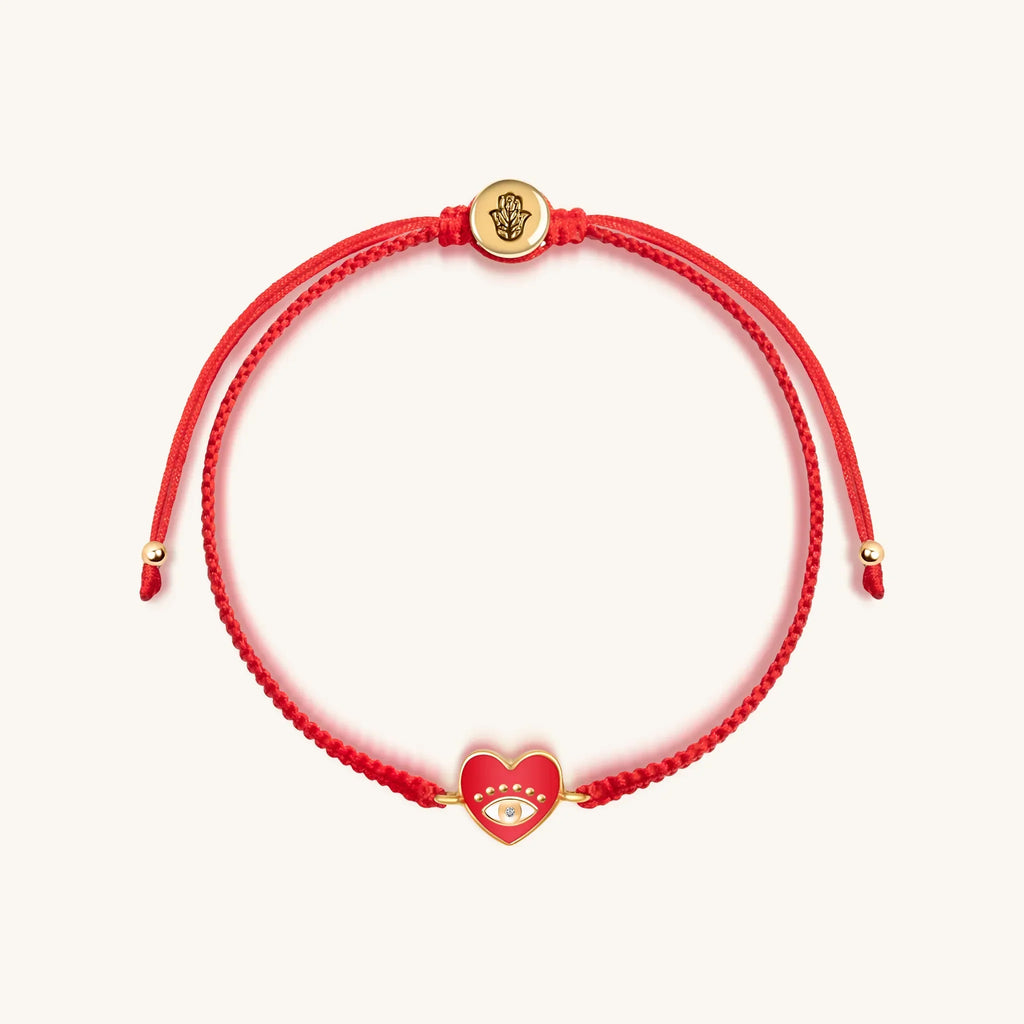 Devoted to Love - Evil Eye Heart Charm Red String Bracelet