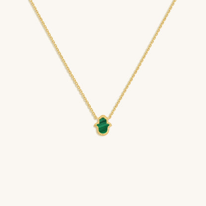 Honest & Bright Malachite Hamsa Gold Necklace
