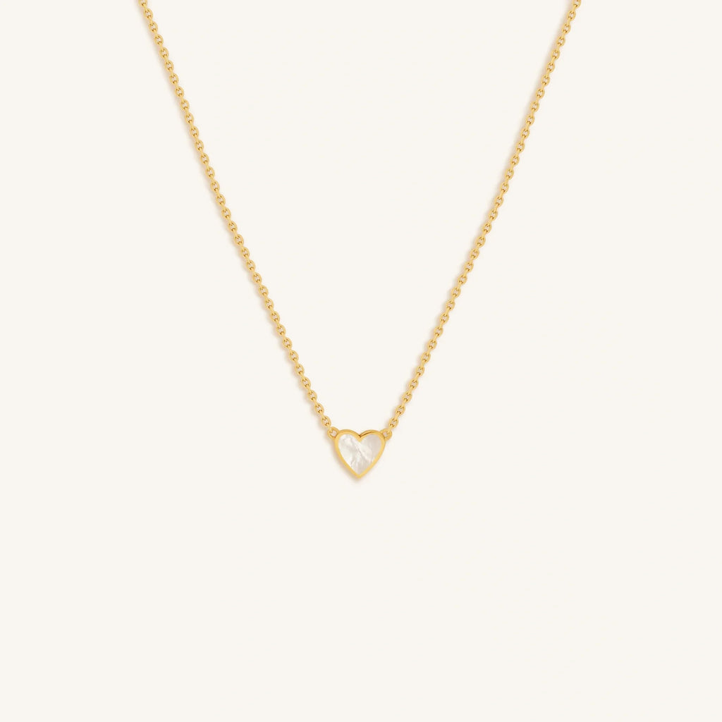 Heartfelt Abundance Mother of Pearl Heart Gold Necklace