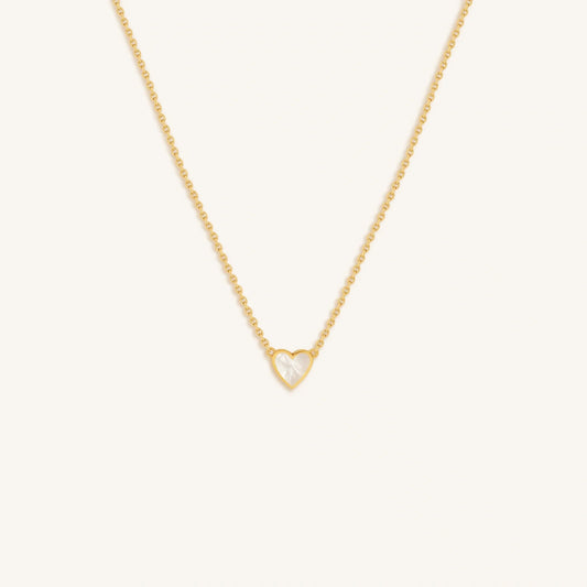 Heartfelt Abundance Mother of Pearl Heart Gold Necklace