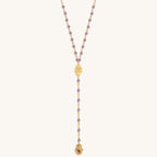 Peace of Spirit - Amethyst Evil Eye Hamsa Lariat Necklace