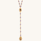 Peace of Spirit - Amethyst Evil Eye Hamsa Lariat Necklace