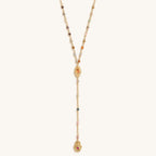 Benevolent Spirit - Tourmaline Evil Eye Hamsa Lariat Necklace