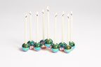 Iridescent Aluminum Bubble Menorah with nine candles by Tchotchke