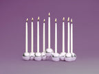 Polished Aluminum Bubble Menorah with candles lit by Tchotchke