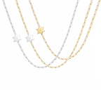 Asymmetrical Star of David Paperclip Necklace in silver, gold and two-tone by Miriam Merenfeld