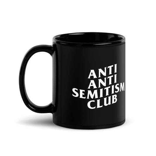 "Anti Antisemitism Club" Black Glossy Ceramic Mug