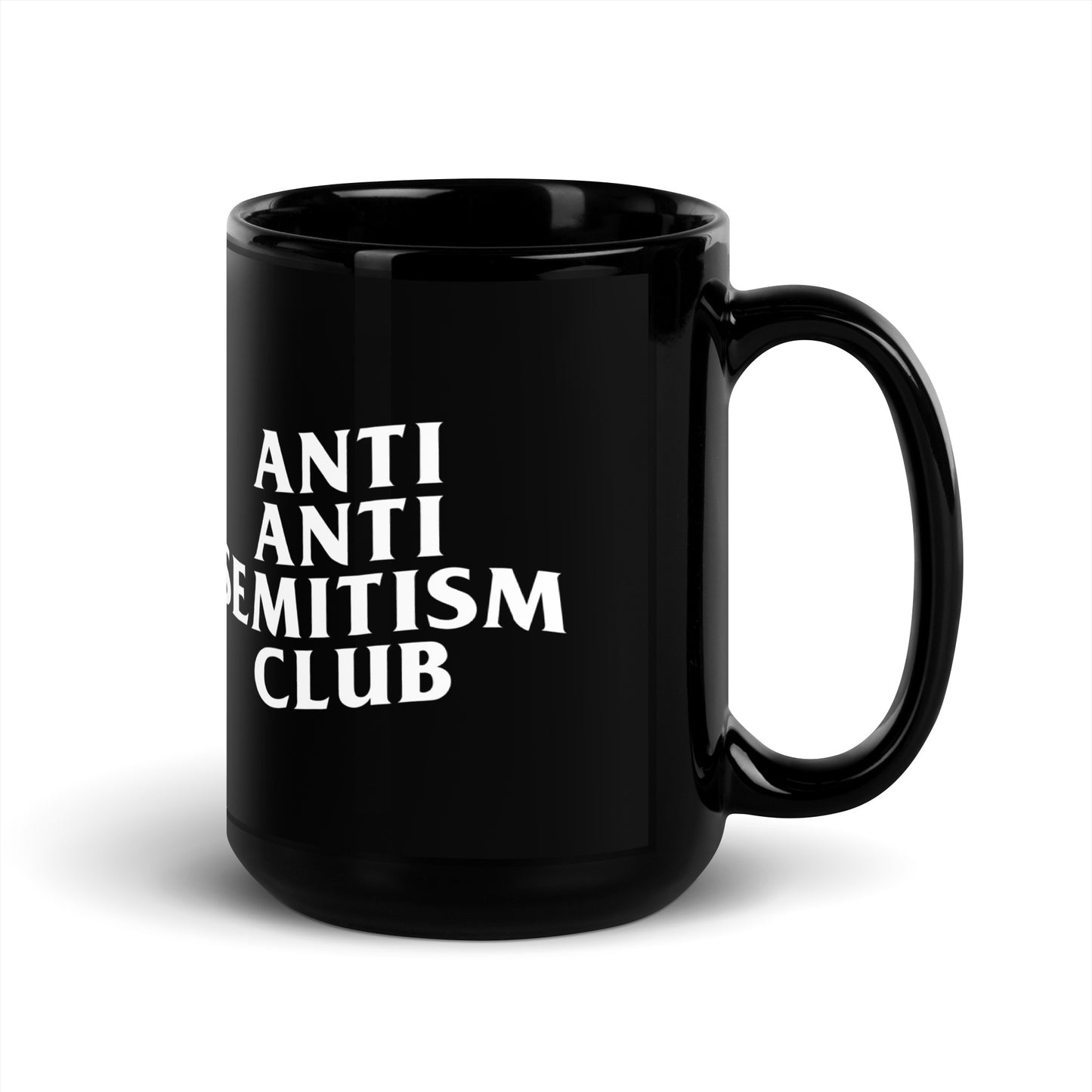 "Anti Antisemitism Club" Black Glossy Ceramic Mug