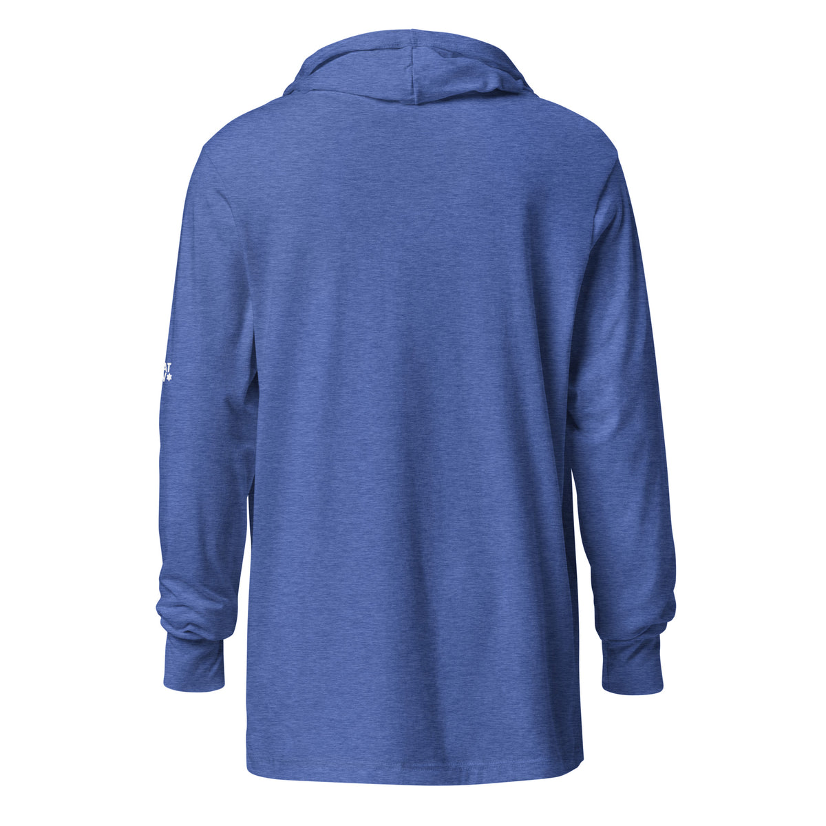 Back view of Heather True Royal Chai Lightweight Hooded Tee by Eitan Chitayat for I'm That Jew®, featuring Hebrew חי design