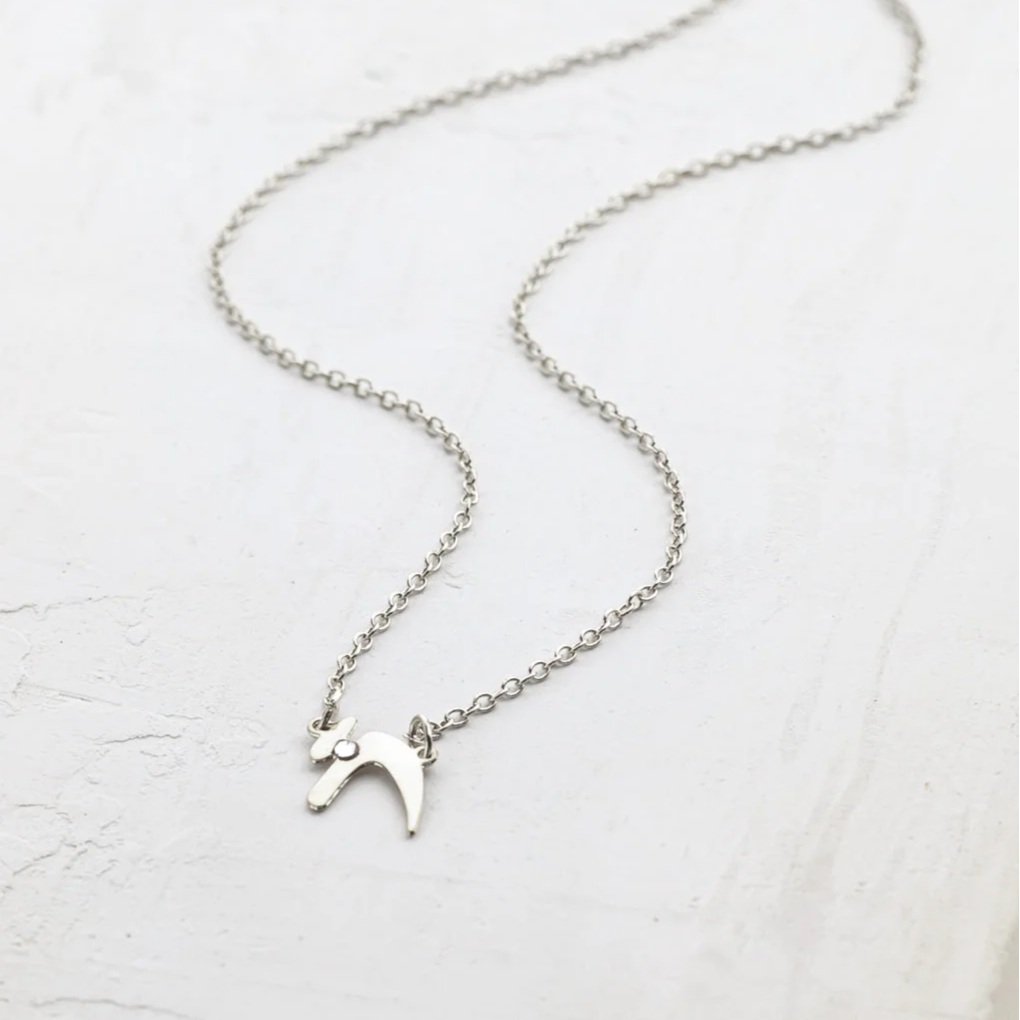 Silver Chai Necklace with Swarovski crystal by Shlomit Ofir