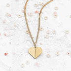Gold Child Tiny Origami Heart Necklace by Shlomit Ofir