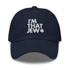 Eitan Chitayat's I'm That Jew™ Hat in navy with white embroidery