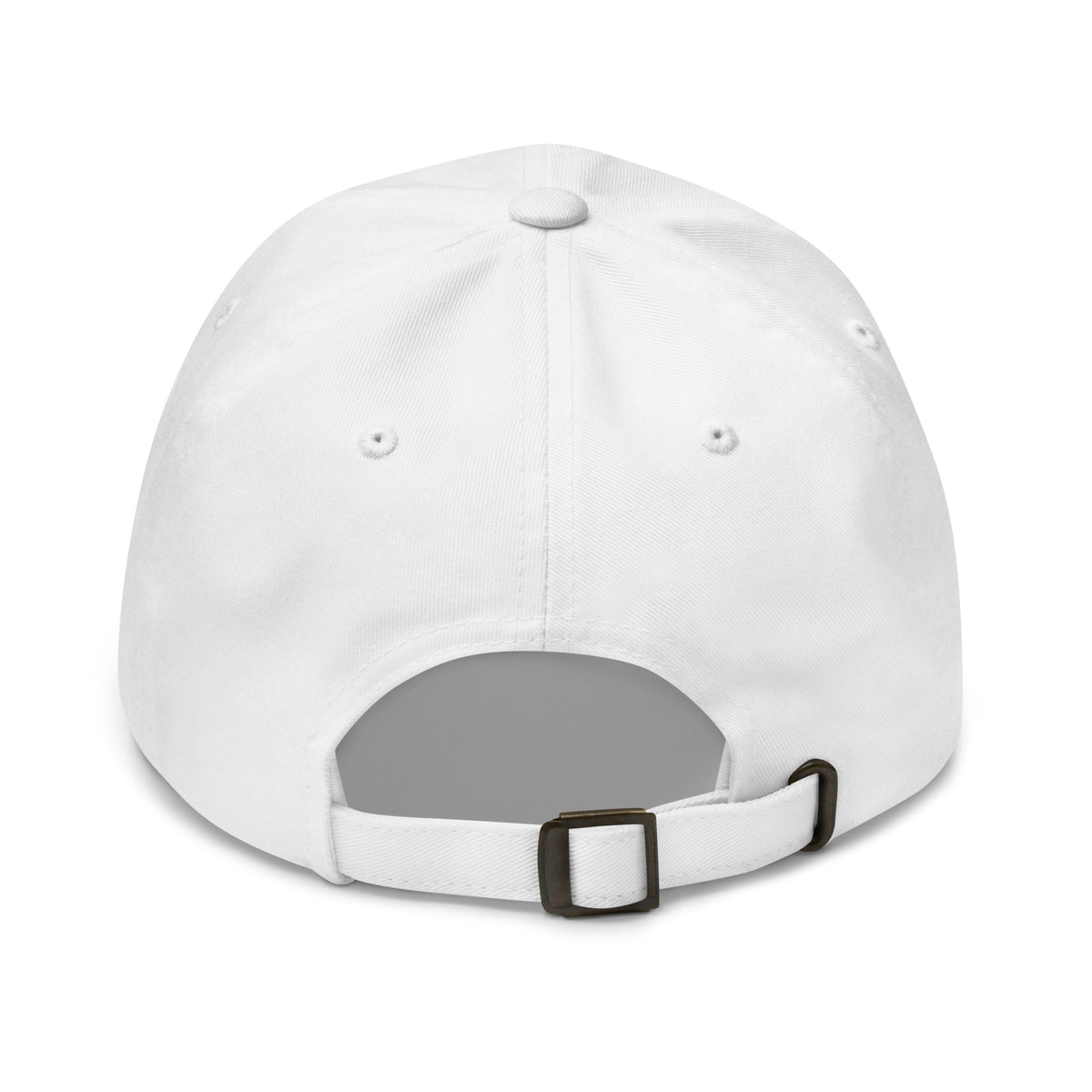 Eitan Chitayat's I'm That Jew™ Hat in white with navy embroidery, back view