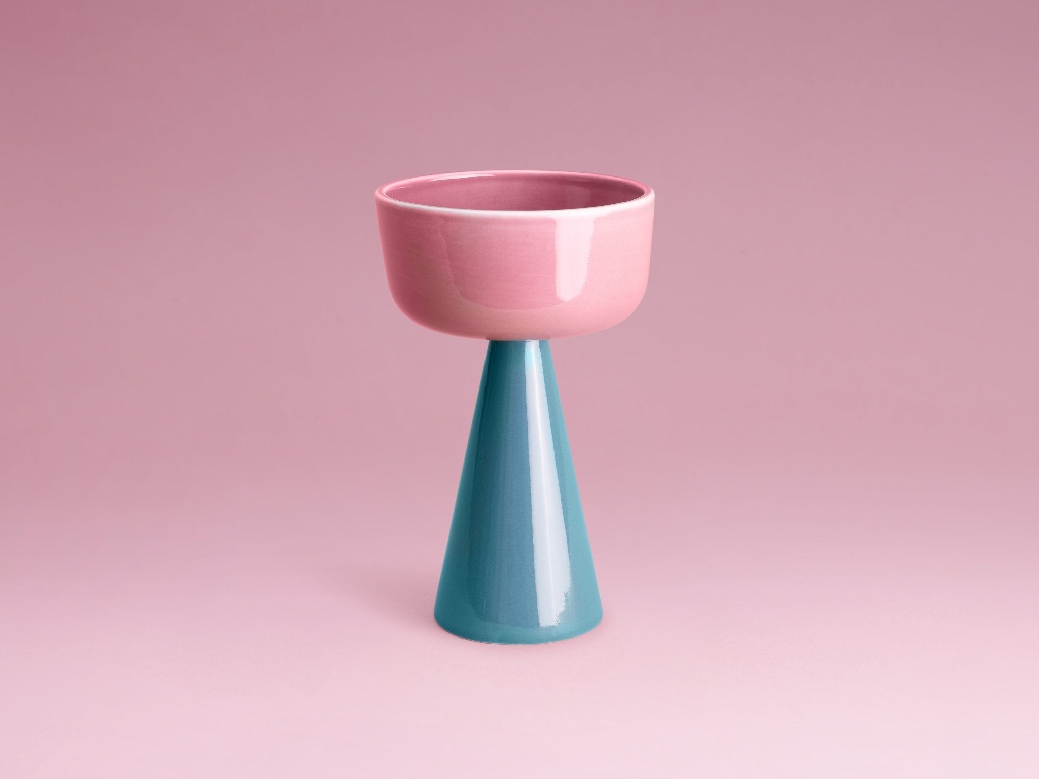 Cone Kiddush Cup in Berry and Spruce glazed ceramic by Tchotchke