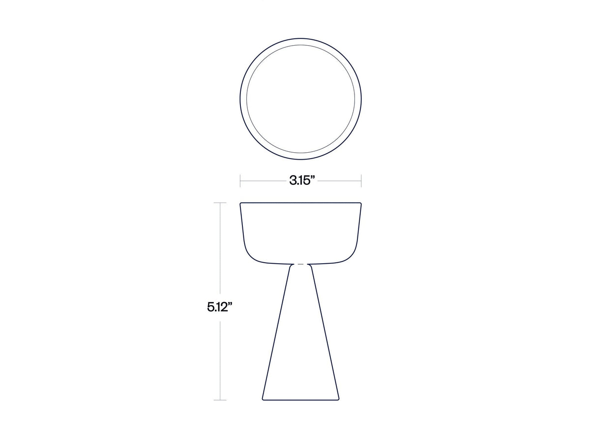 Cone Kiddush Cup dimensions showing height and bowl measurements
