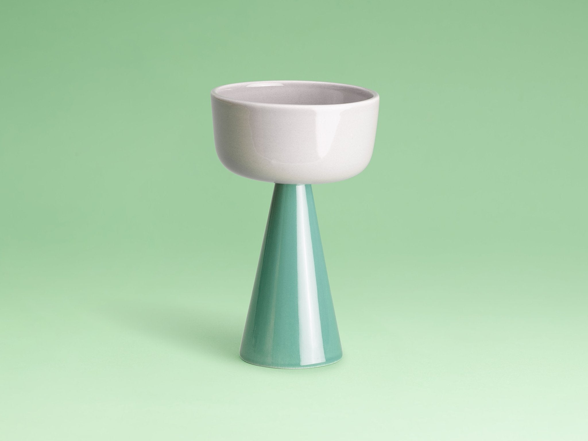 Cone Kiddush Cup in Putty and Sea glazed ceramic by Tchotchke