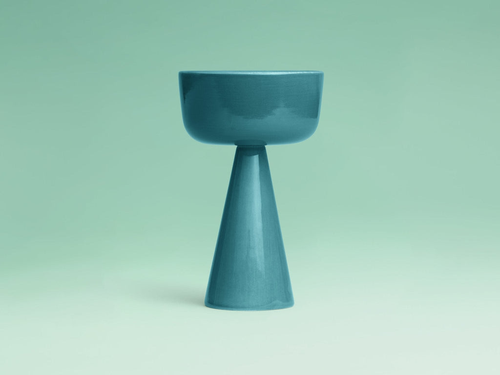 Cone Kiddush Cup in Spruce and Peacock glazed ceramic by Tchotchke