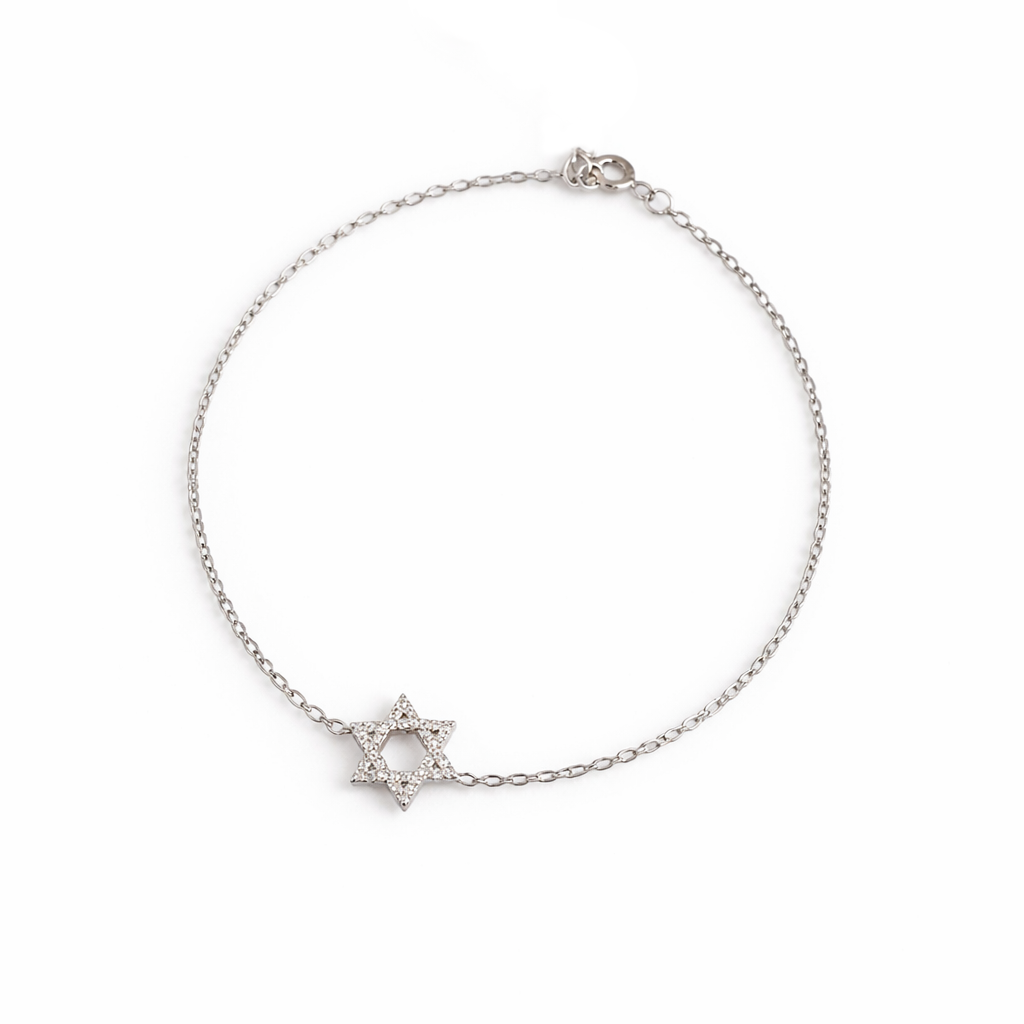 Sterling silver Star of David bracelet with cubic zirconia by Miriam Merenfeld