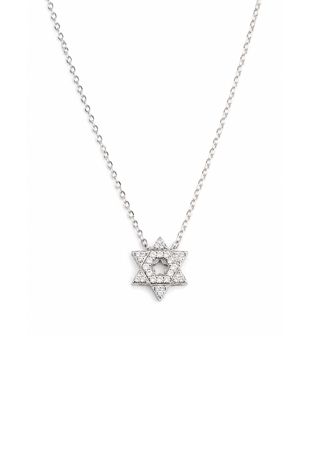 Sterling silver Star of David necklace with cubic zirconia by Miriam Merenfeld