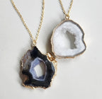 Geode & Agate Slice Pendant Necklace