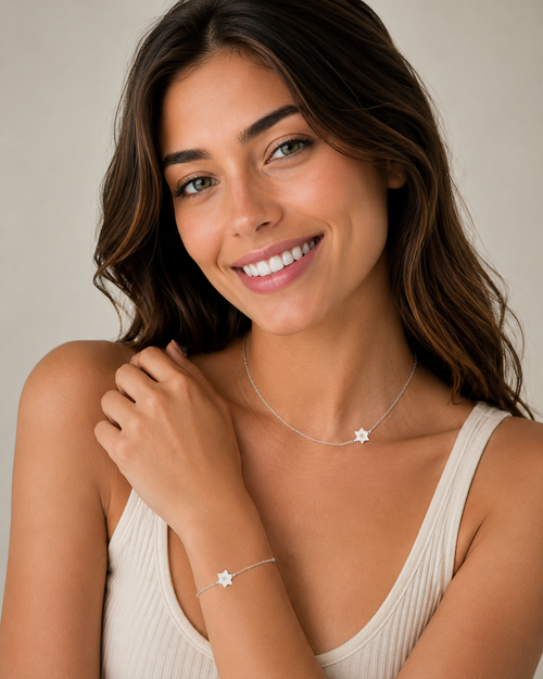 Tiny Asymmetrical Star of David Classic Necklace