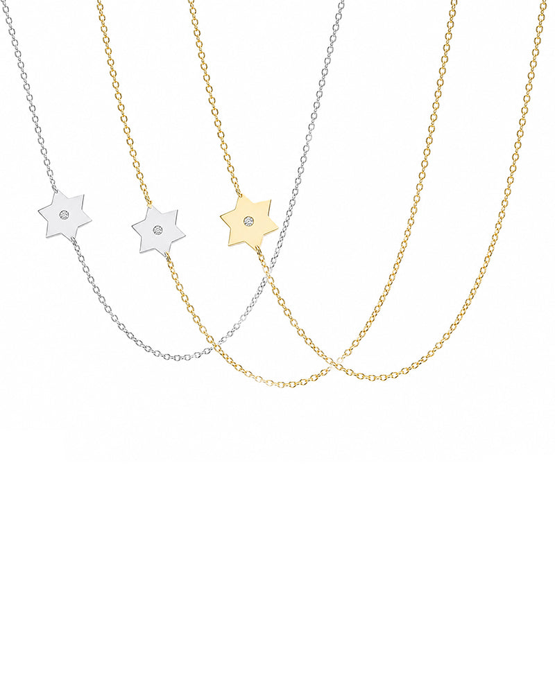 Tiny Asymmetrical Star of David Classic Necklace