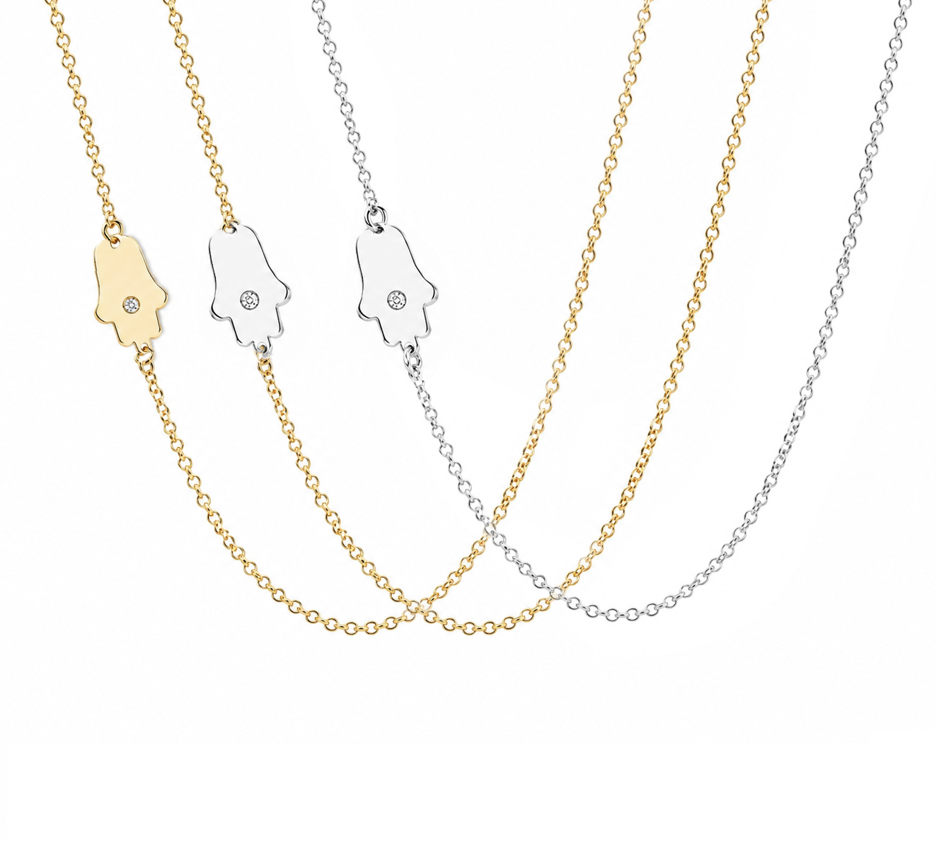 Tiny Asymmetrical Diamond Hamsa Necklace